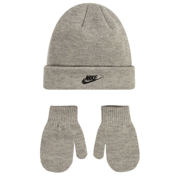 Toddler Nike Grey Club Beanie & Mittens Set - Picture 1 of 3